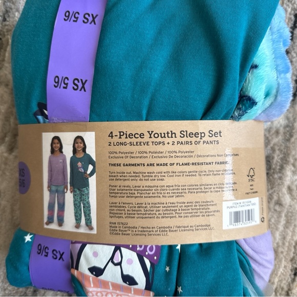 Eddie Bauer Youth 4-piece Pajama Girls XS X-small 5/6 - Picture 4 of 4